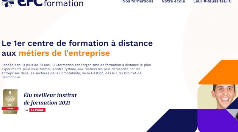 home page du site EFC Formation