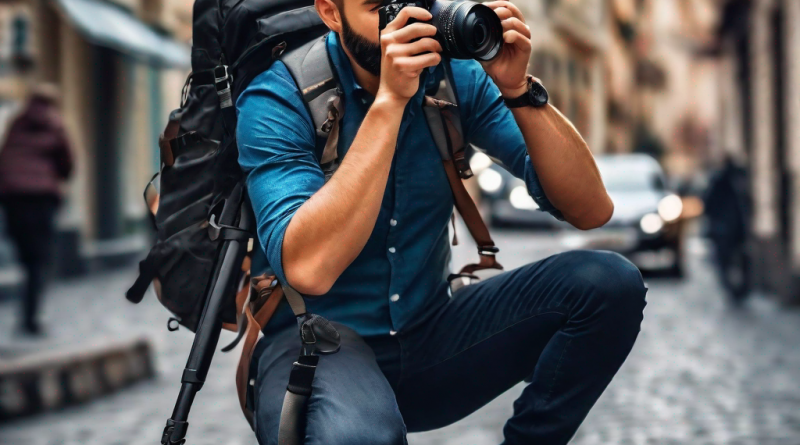 Un photographe professionnel en pleine action avec son appareil photo