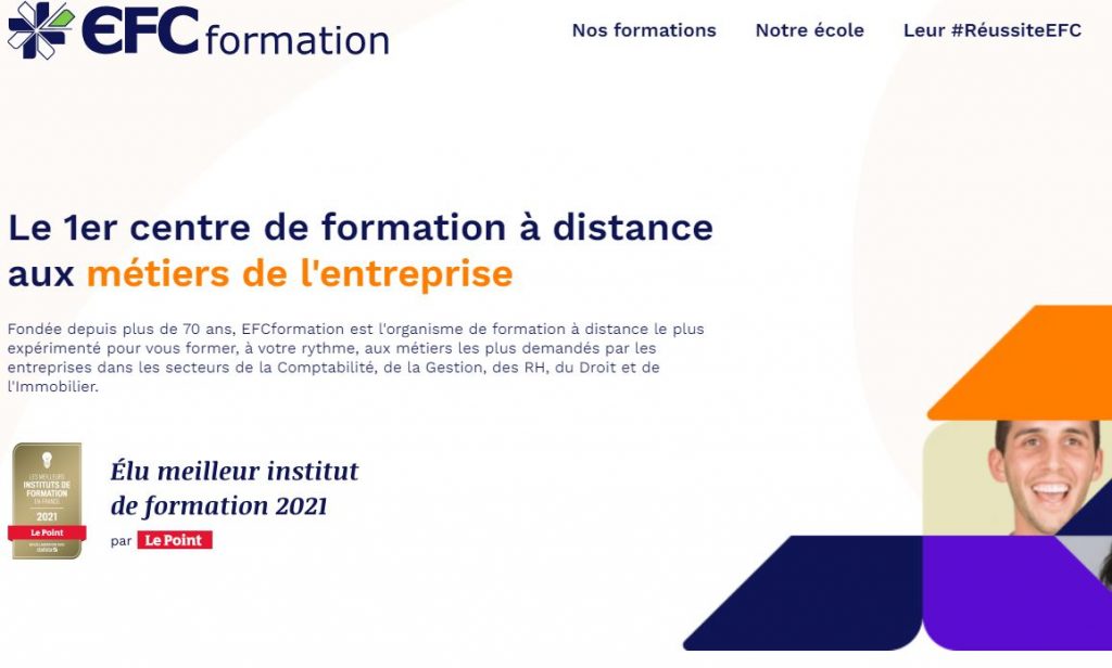 home page du site EFC Formation