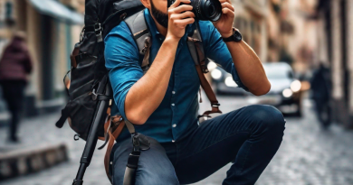 Un photographe professionnel en pleine action avec son appareil photo