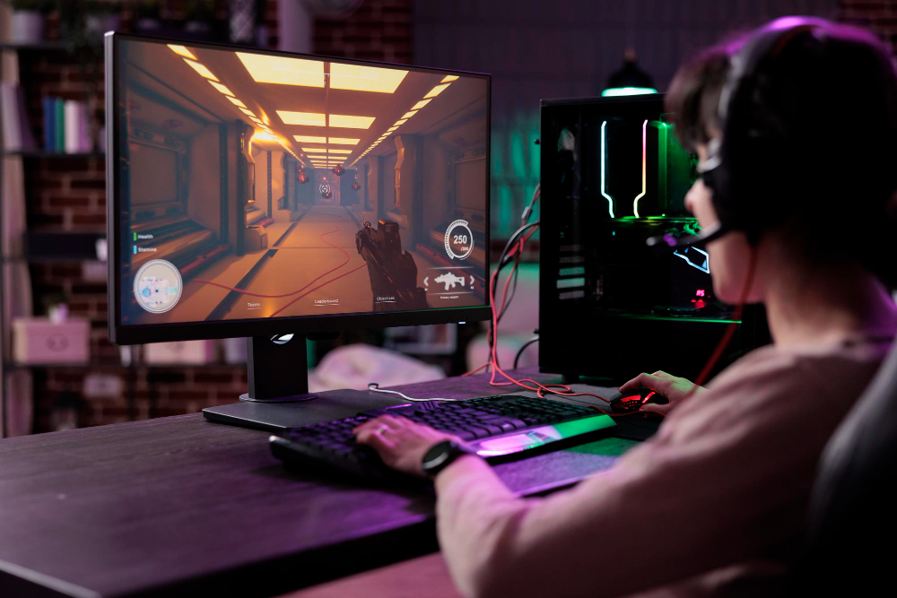 une personne jouant aux jeux vidéos sur son ordinateur