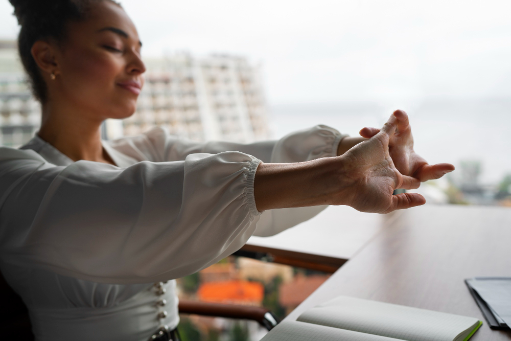 une femme s'étirant