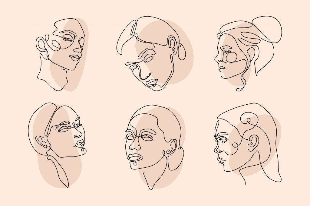 dessin de plusieurs visages de femmes