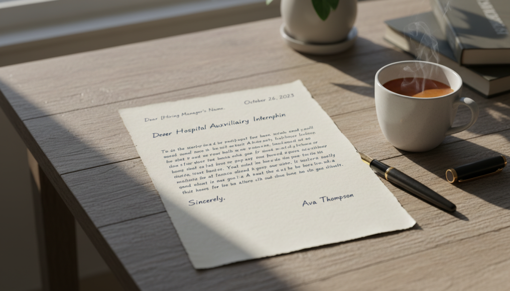 modèle de lettre de motivation pour une demande de stagiairisation en tant qu'aide de service hospitalier (ash), avec des conseils pour valoriser votre candidature et optimiser vos chances d'obtenir le poste.